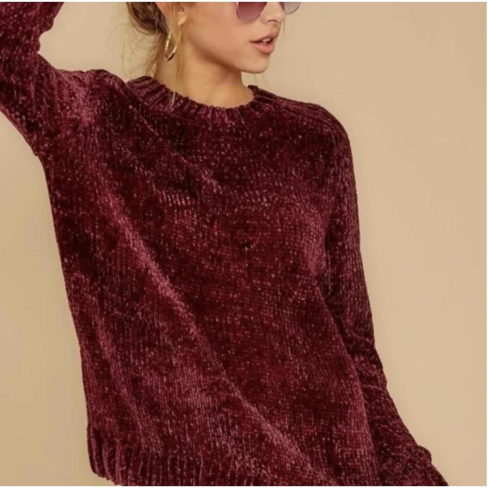 Lane Bryant Chenille Sweater Size 14/16 Burgundy